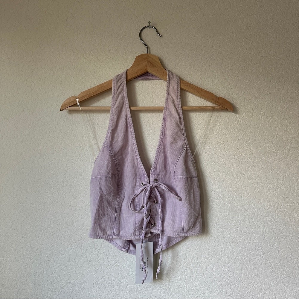 NWT Corduroy Halter Crop Tank